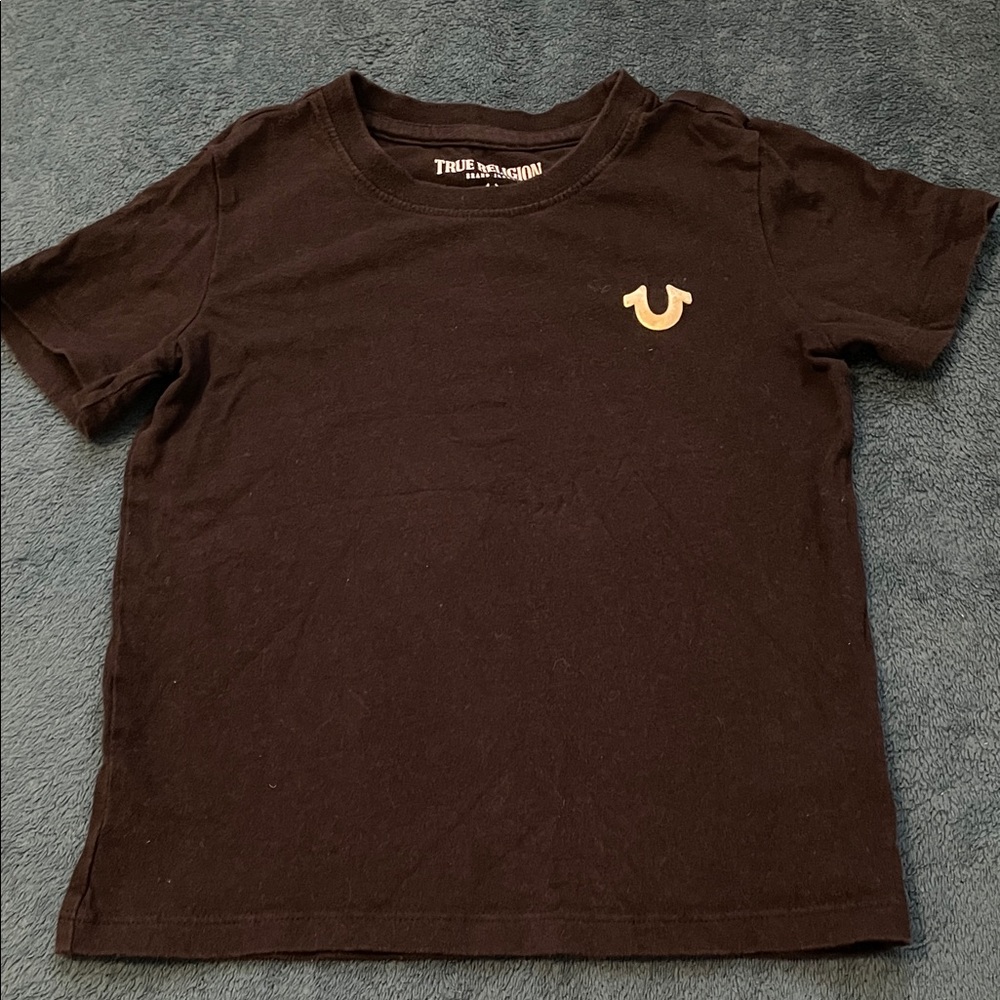 True Religion Black Tee with Gold Logo